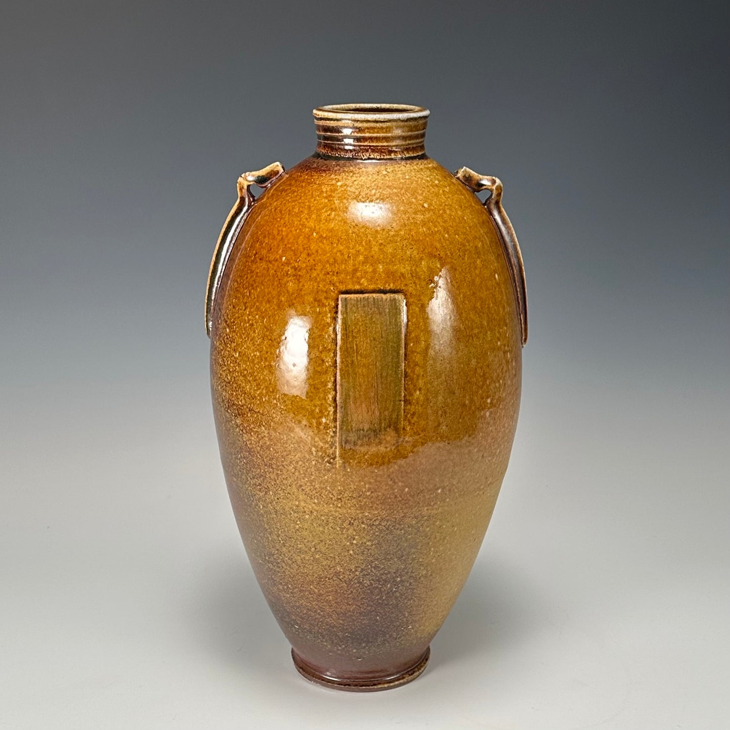 Soda fired Vase with Label by Chris Kelsey