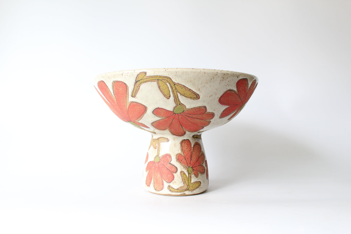 Red Flower Pedestal Bowl by Maya Melissa Rumsey