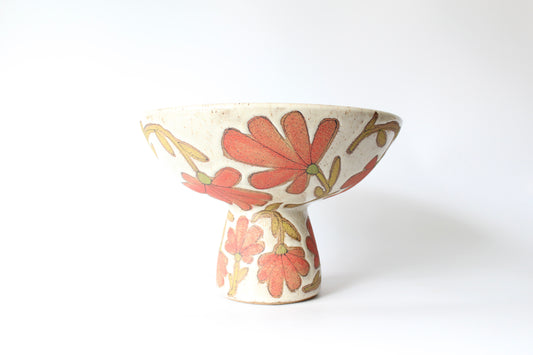Red Flower Pedestal Bowl by Maya Melissa Rumsey