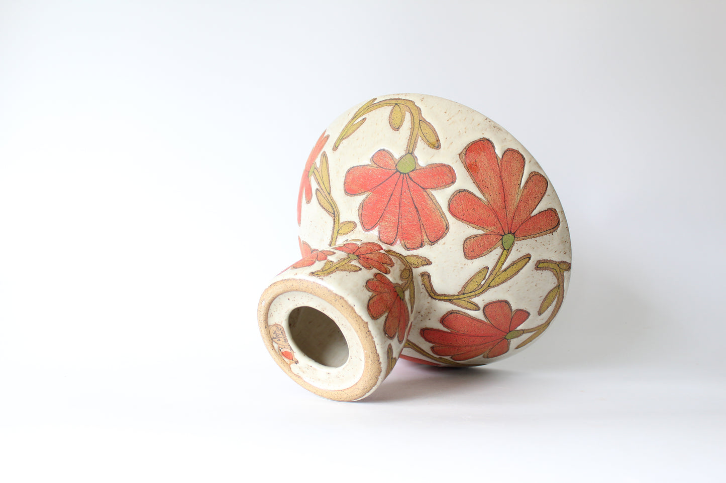 Red Flower Pedestal Bowl by Maya Melissa Rumsey