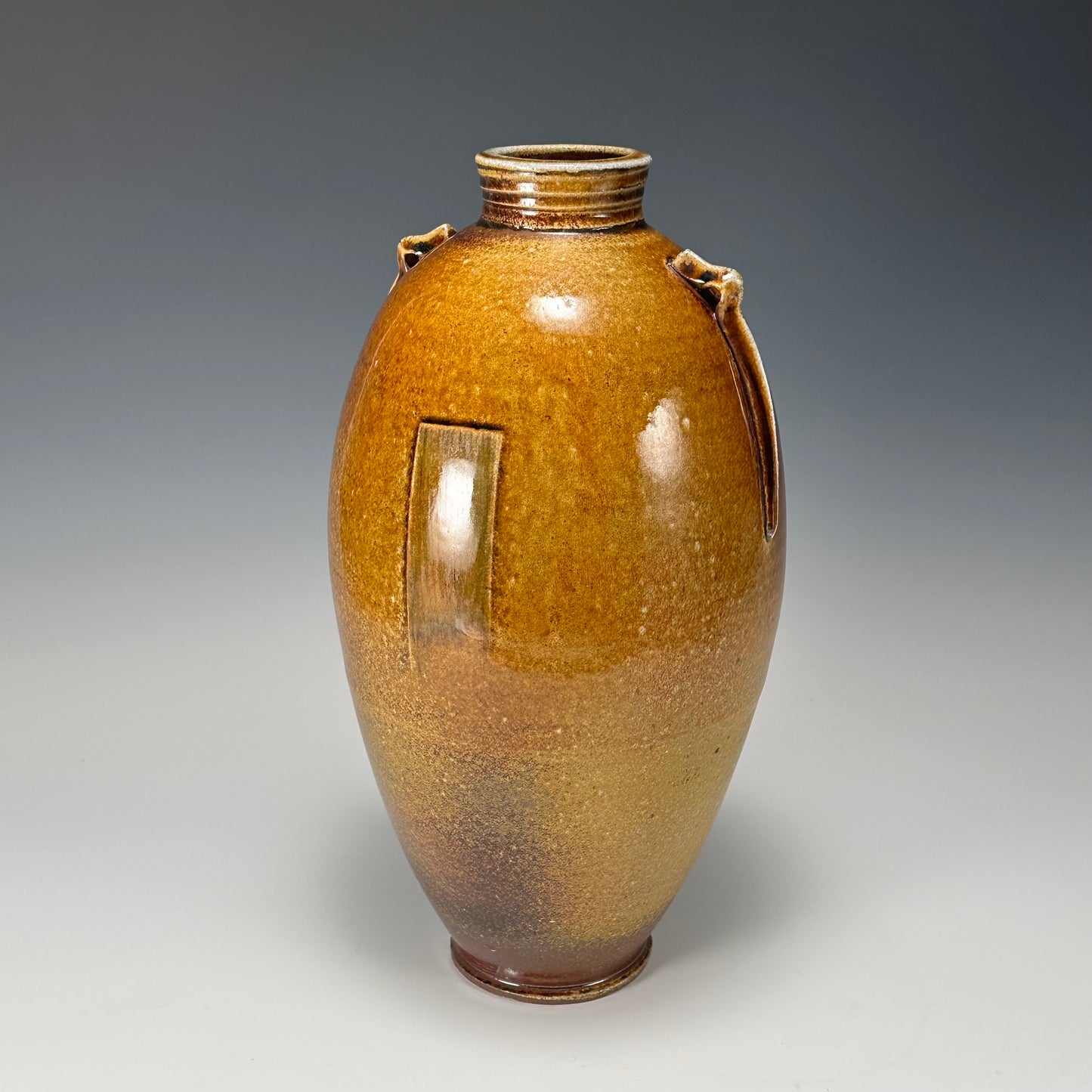 Soda fired Vase with Label by Chris Kelsey
