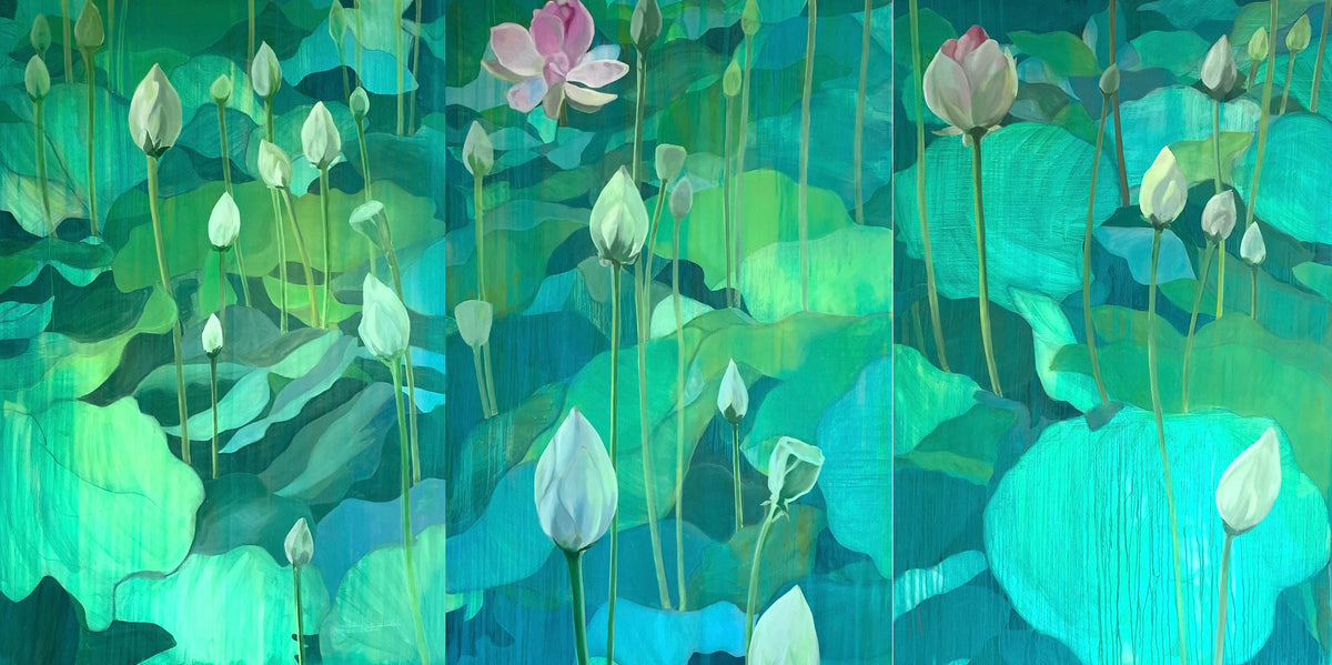 Mud Flower Field {triptych} by Neicy Frey